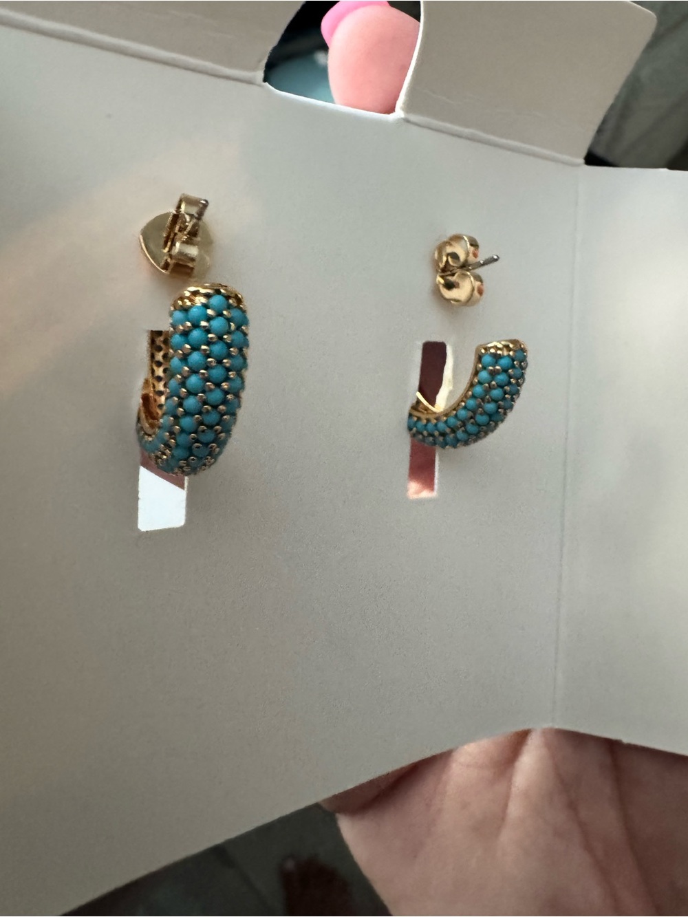 NWT Bomb Party Earrings - Turquoise/Gold - Picture 4 of 4